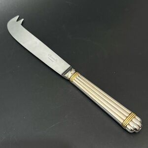 CHRISTOFLE France Aria Silver Plated Gold Ring Cheese Slicer Prong Knife 8.5"